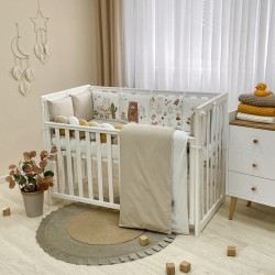 Set de Lenjerie pentru Pătuț Bebeluș / Copii - 7 Piese cu Animăluțe